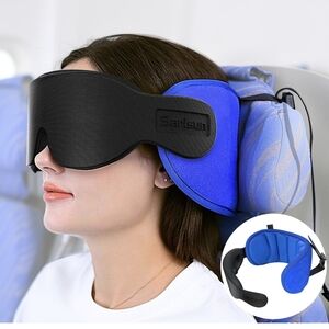 Travel Pillows for Airplanes, Airplane Pillow with 3D Eye Mask for Sleeping, 360